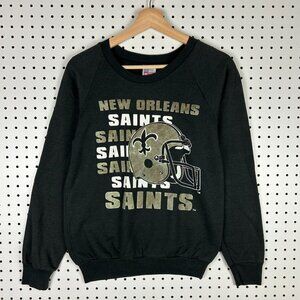 New‎ Orleans Saints NFL Crewneck Small Black Gold 90s Sweatshirt Graphic Jumper